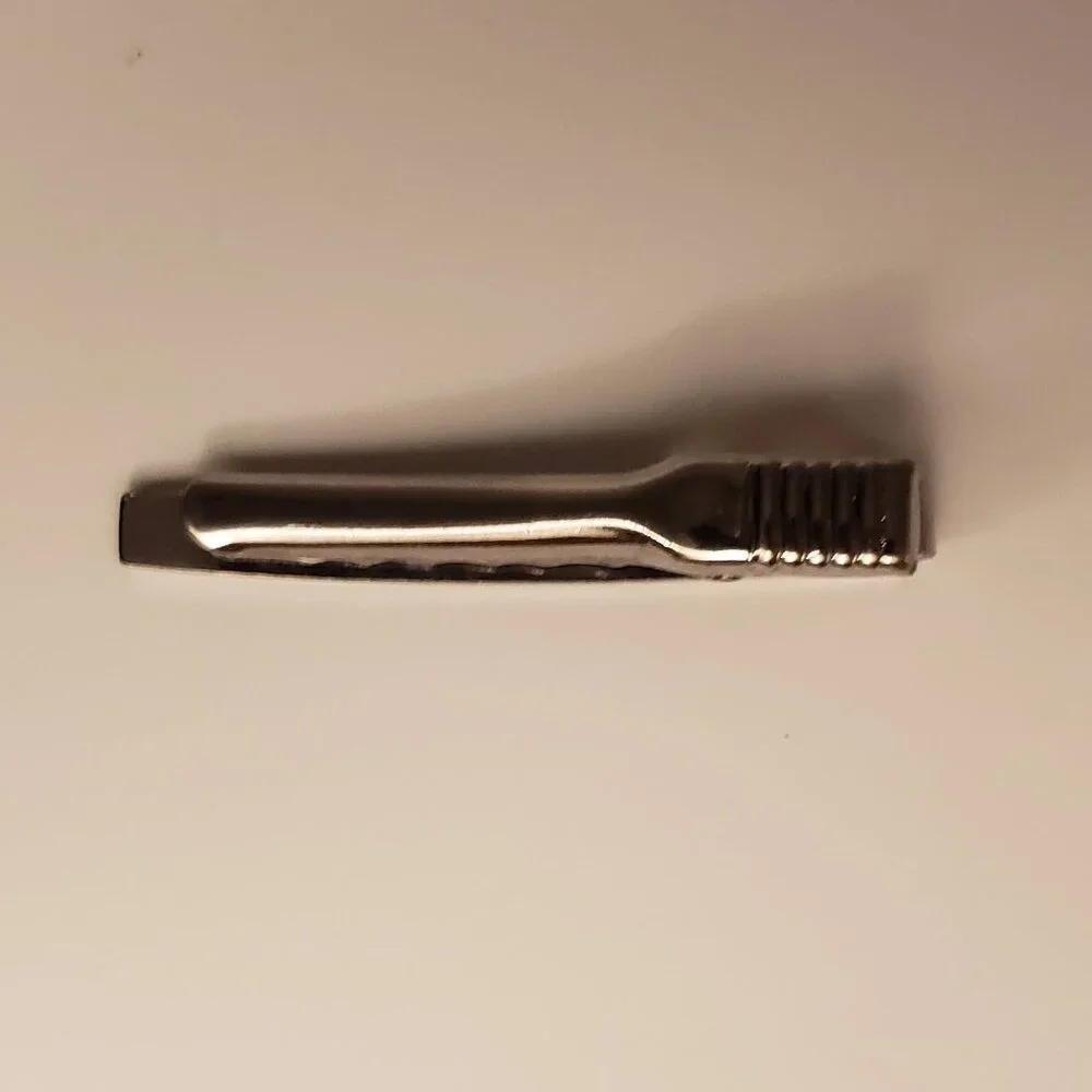Men's Silvertone Cufflinks Tie Clip Bar Set Brick Wall Masonry Geometric Pattern